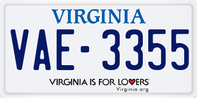 VA license plate VAE3355