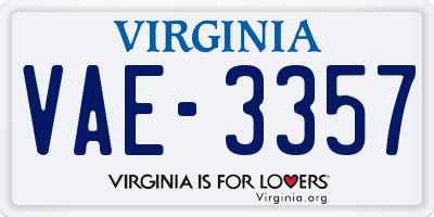 VA license plate VAE3357