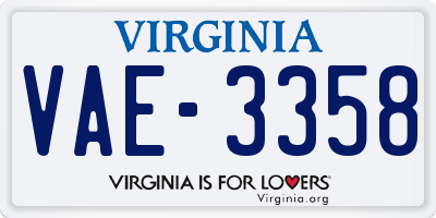 VA license plate VAE3358