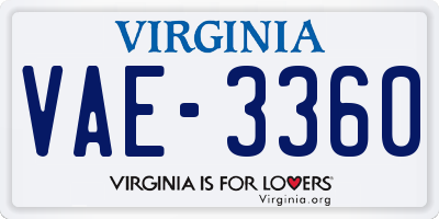 VA license plate VAE3360