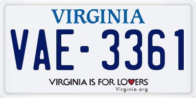 VA license plate VAE3361