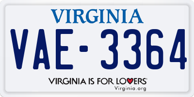 VA license plate VAE3364