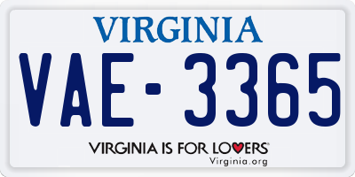 VA license plate VAE3365