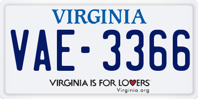 VA license plate VAE3366