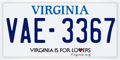 VA license plate VAE3367