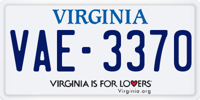 VA license plate VAE3370