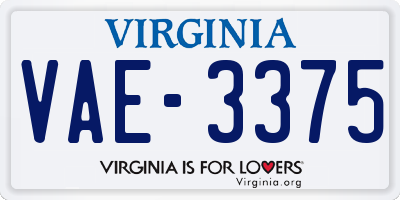 VA license plate VAE3375
