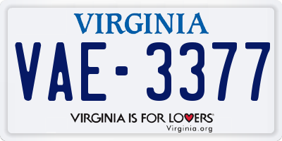 VA license plate VAE3377