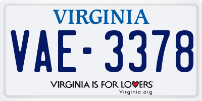 VA license plate VAE3378