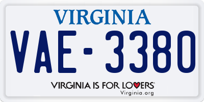 VA license plate VAE3380