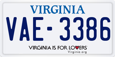 VA license plate VAE3386