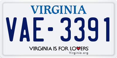 VA license plate VAE3391
