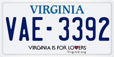 VA license plate VAE3392