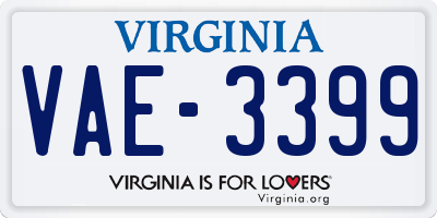VA license plate VAE3399
