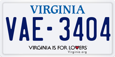 VA license plate VAE3404