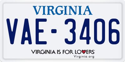 VA license plate VAE3406