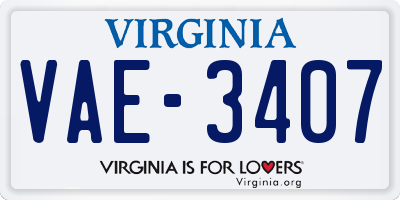 VA license plate VAE3407