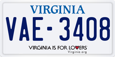 VA license plate VAE3408