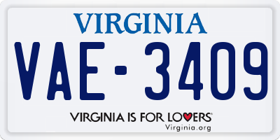 VA license plate VAE3409