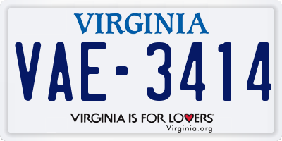 VA license plate VAE3414
