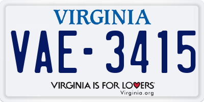 VA license plate VAE3415