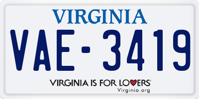 VA license plate VAE3419