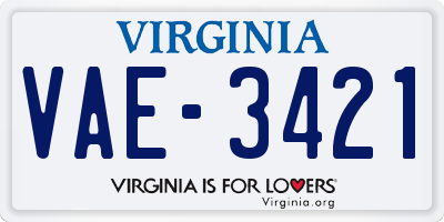 VA license plate VAE3421