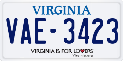 VA license plate VAE3423