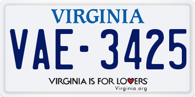 VA license plate VAE3425