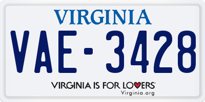 VA license plate VAE3428