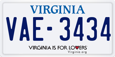 VA license plate VAE3434