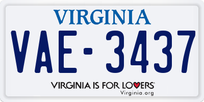 VA license plate VAE3437
