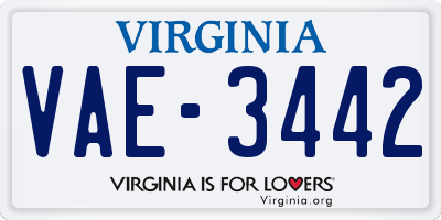 VA license plate VAE3442