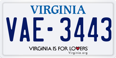 VA license plate VAE3443