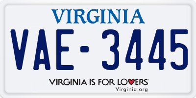 VA license plate VAE3445