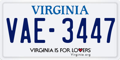 VA license plate VAE3447