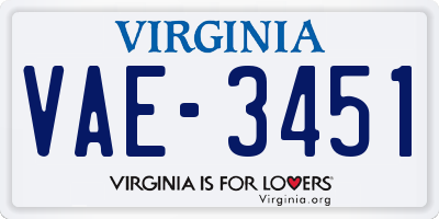VA license plate VAE3451