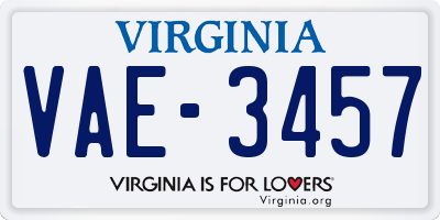 VA license plate VAE3457