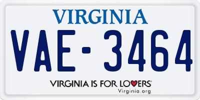 VA license plate VAE3464