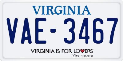 VA license plate VAE3467