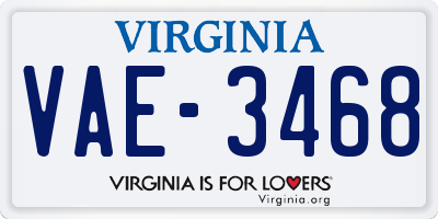 VA license plate VAE3468