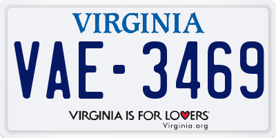 VA license plate VAE3469