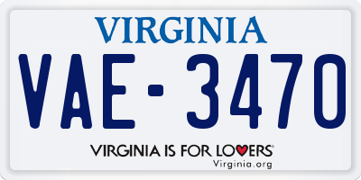 VA license plate VAE3470