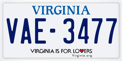 VA license plate VAE3477