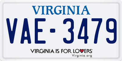 VA license plate VAE3479