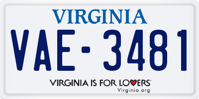 VA license plate VAE3481