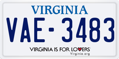 VA license plate VAE3483