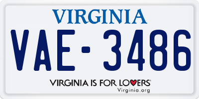 VA license plate VAE3486