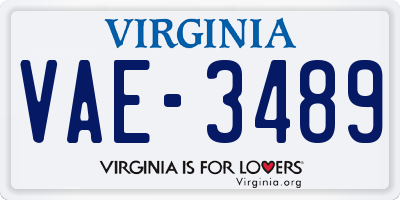 VA license plate VAE3489