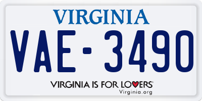 VA license plate VAE3490